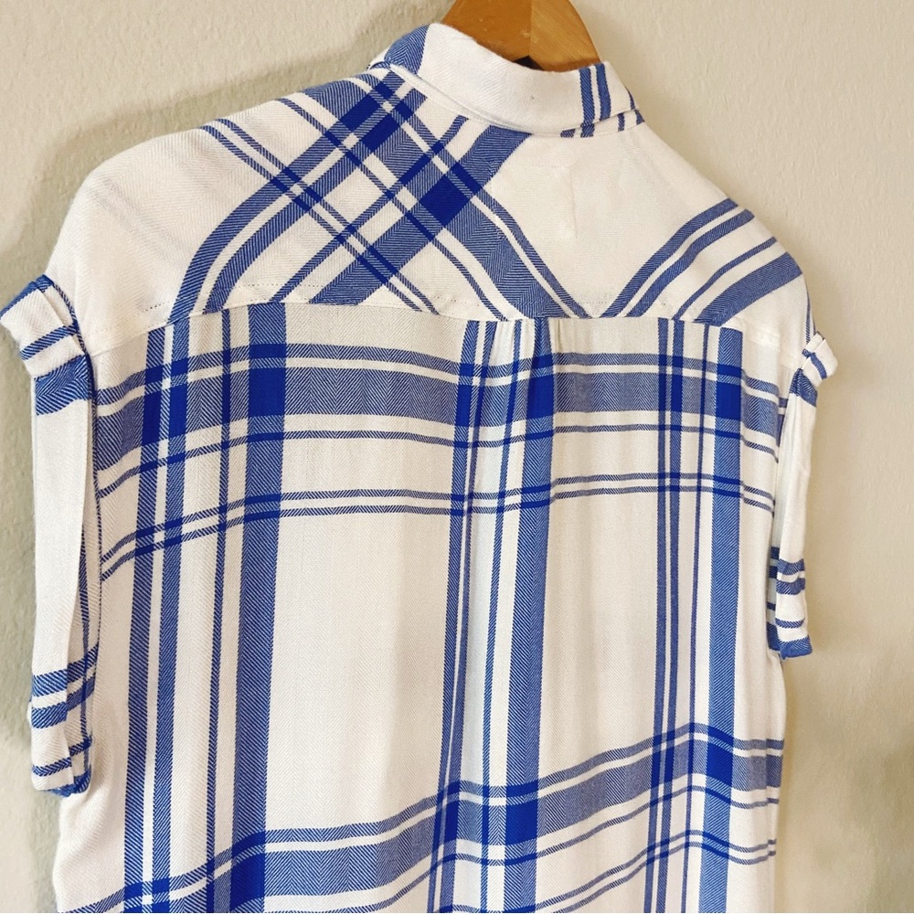 Rails White and Blue Short Sleeve Women's flannel plaid Top, Small, SOFT - Picture 6 of 15